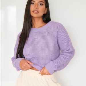 Missguided purple crop knitted sweater